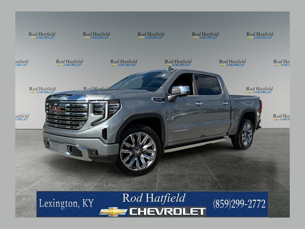 2024 GMC Sierra 1500 Denali in Sterling Metallic — front three-quarter view