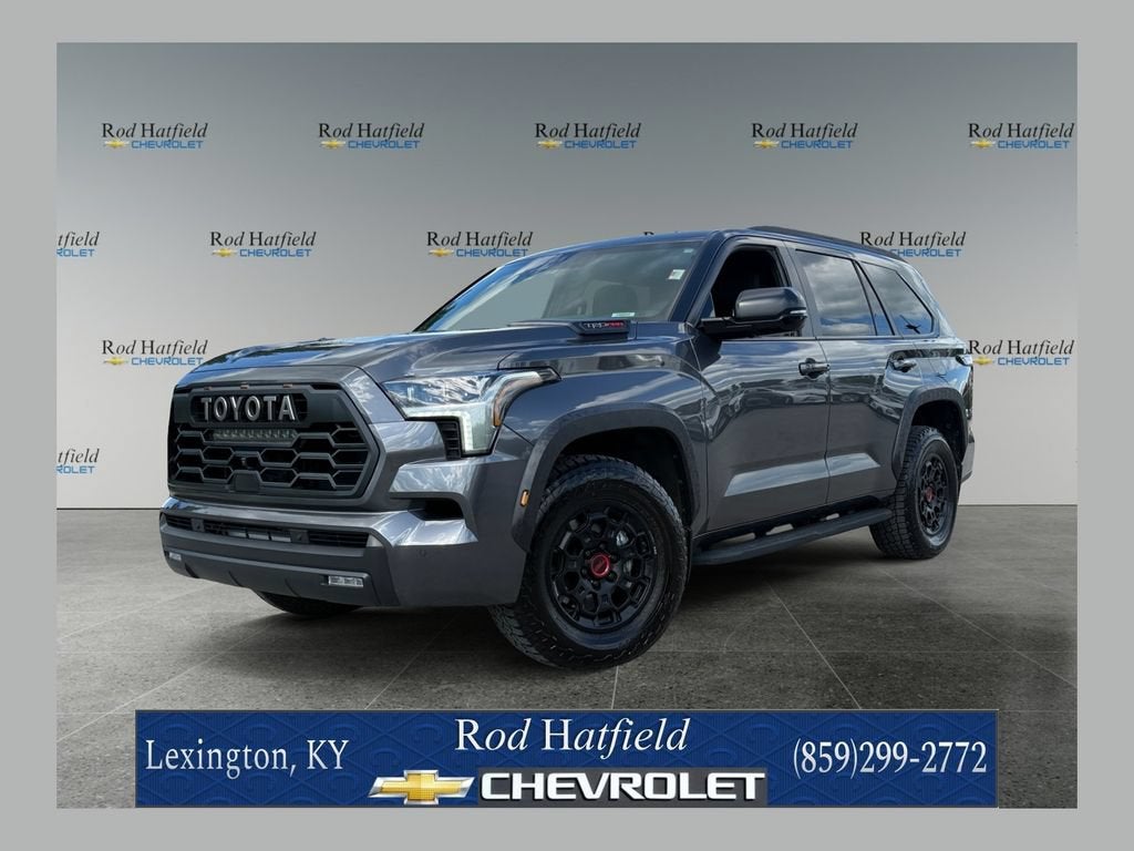 2024 Toyota Sequoia TRD Pro in Gray — front three-quarter view