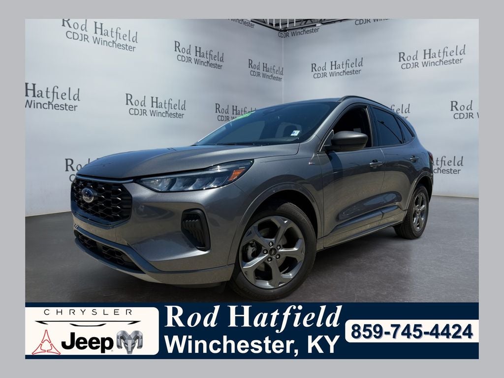 2024 Ford Escape ST-Line in Gray Metallic — front three-quarter view