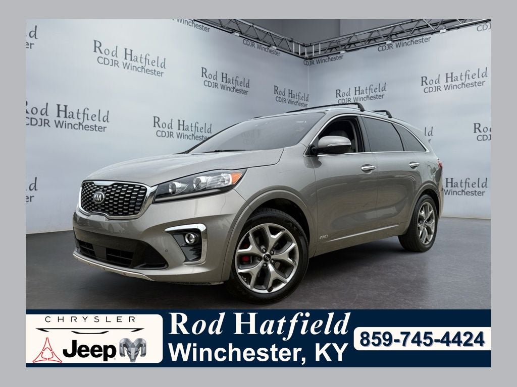 2019 Kia Sorento 3.3L SX in Titanium Silver — front three-quarter view