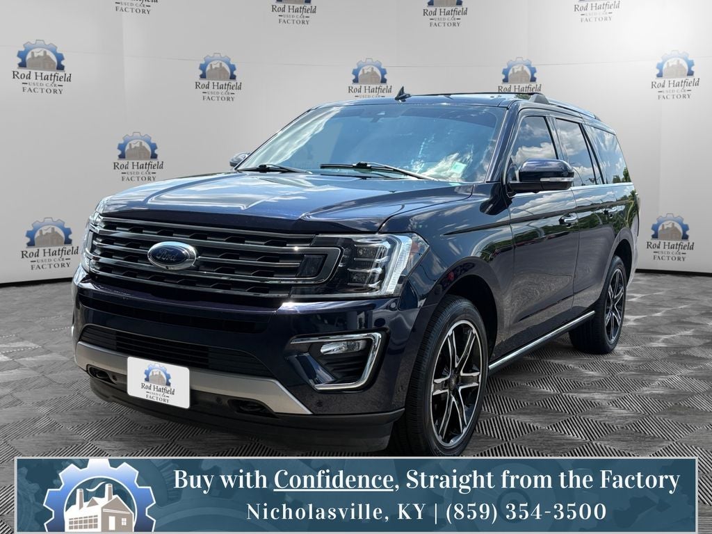 2021 Ford Expedition Limited in Black Metallic — front three-quarter view