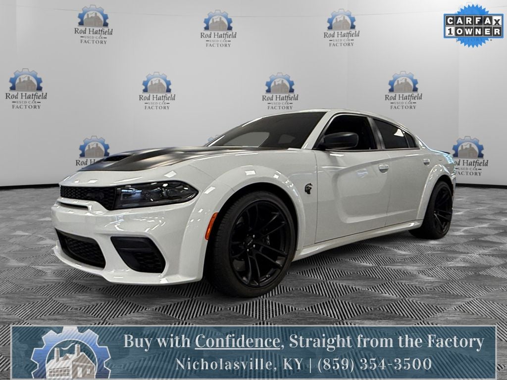 2022 Dodge Charger SRT Hellcat Widebody in White — front three-quarter view