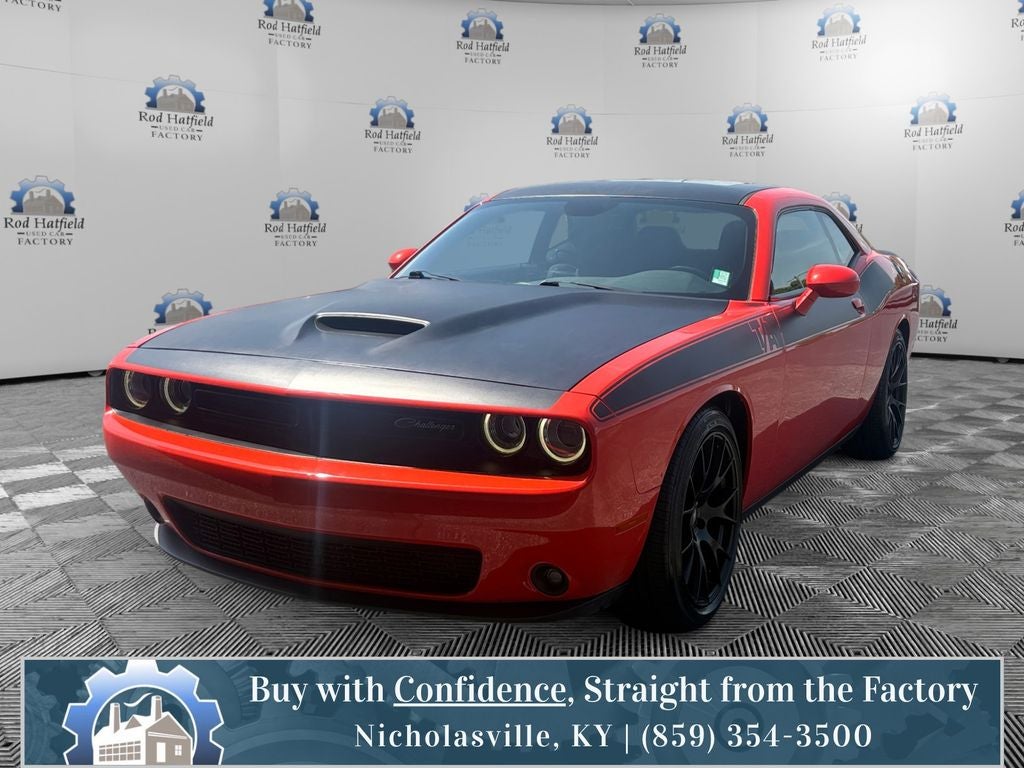 2018 Dodge Challenger T/A in Go Mango! — front three-quarter view
