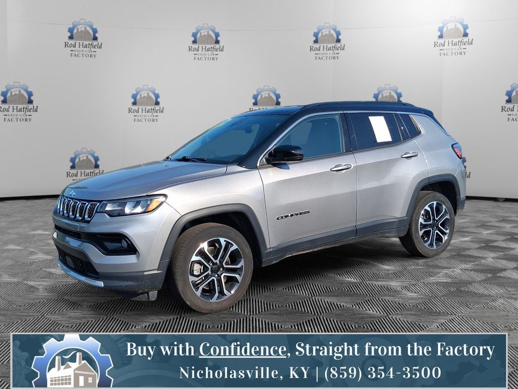 2023 Jeep Compass Limited in Billet Silver Metallic — front three-quarter view