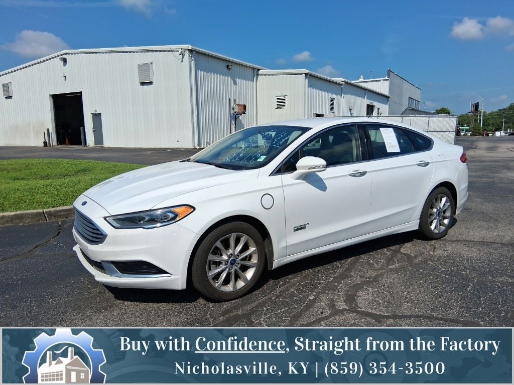 2018 Ford Fusion Energi SE Luxury in Oxford White — front three-quarter view