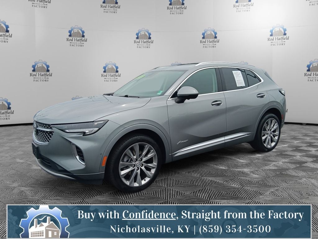2023 Buick Envision Avenir in Gray Metallic — front three-quarter view