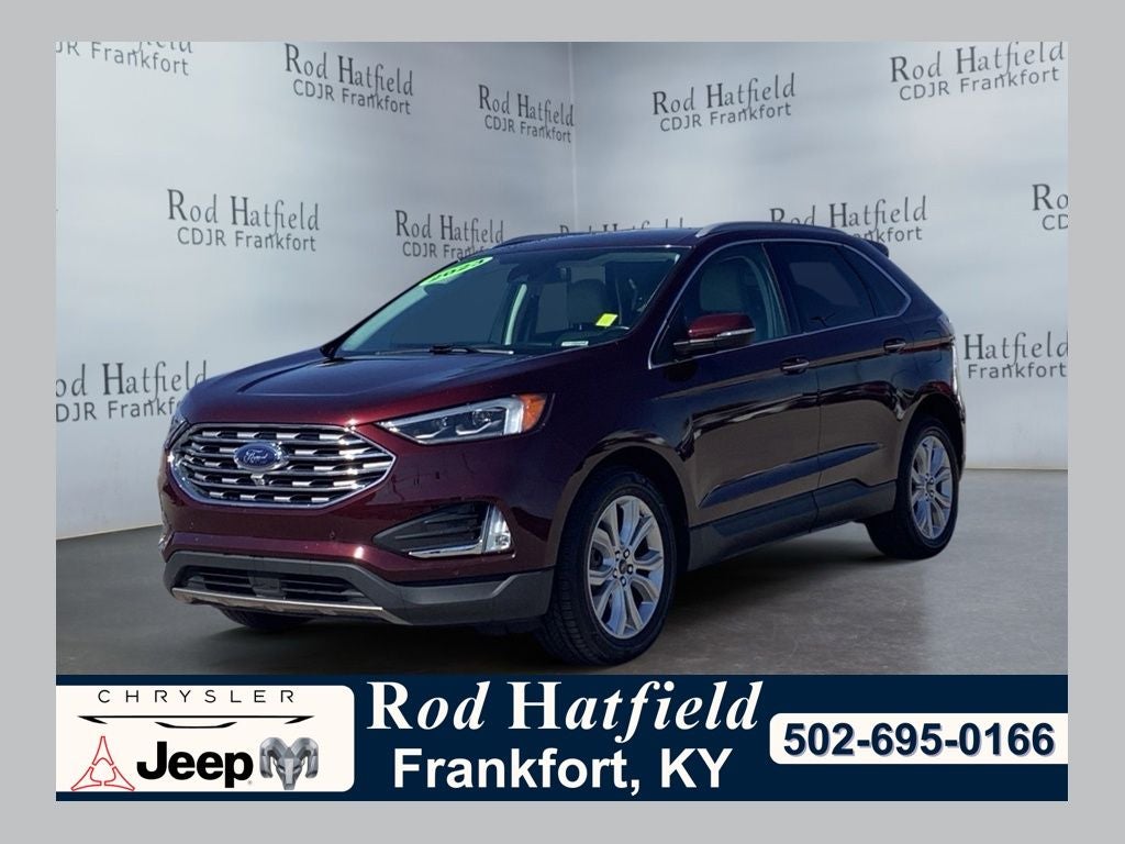 2023 Ford Edge Titanium in Burgundy — front three-quarter view