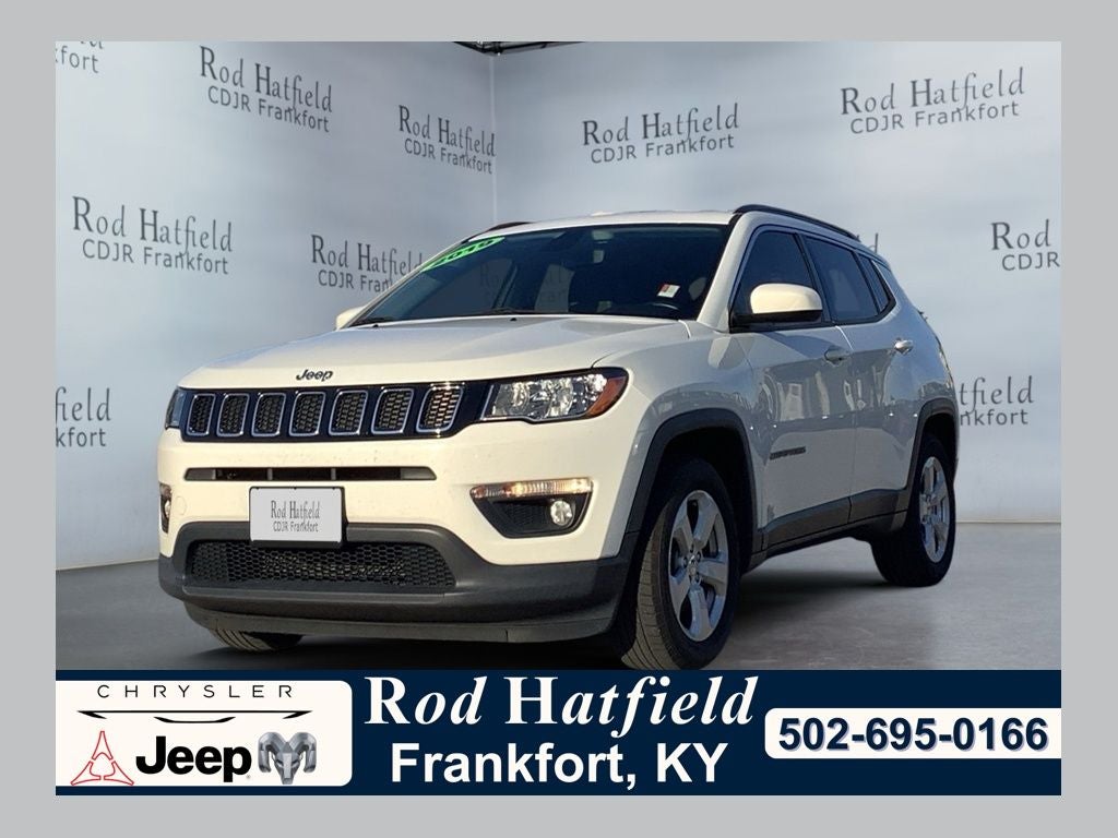 2019 Jeep Compass Latitude FWD in White Clearcoat — front three-quarter view