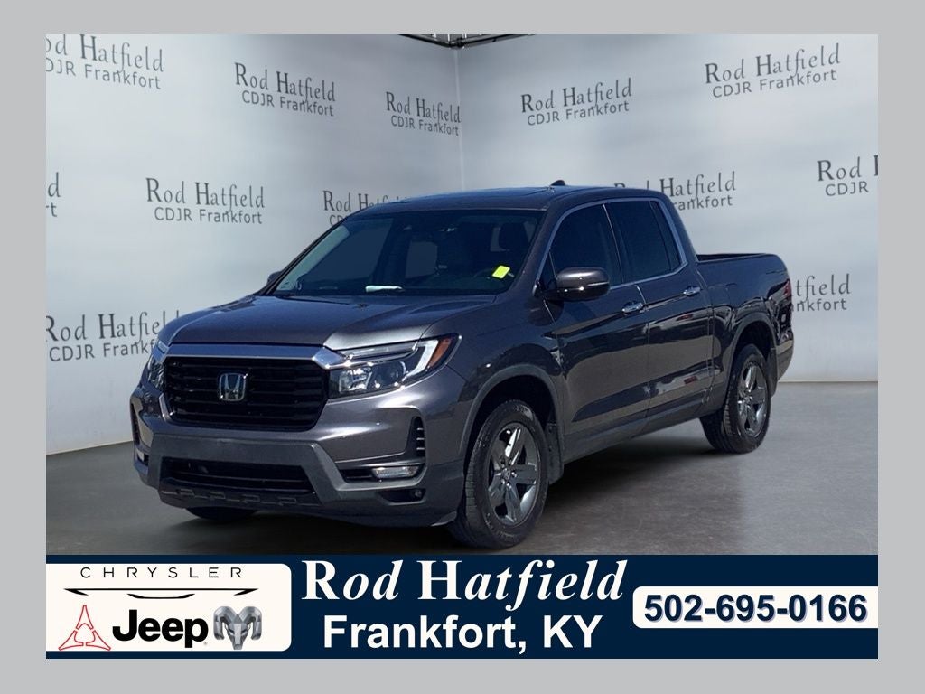 2023 Honda Ridgeline RTL-E in Gray — front three-quarter view