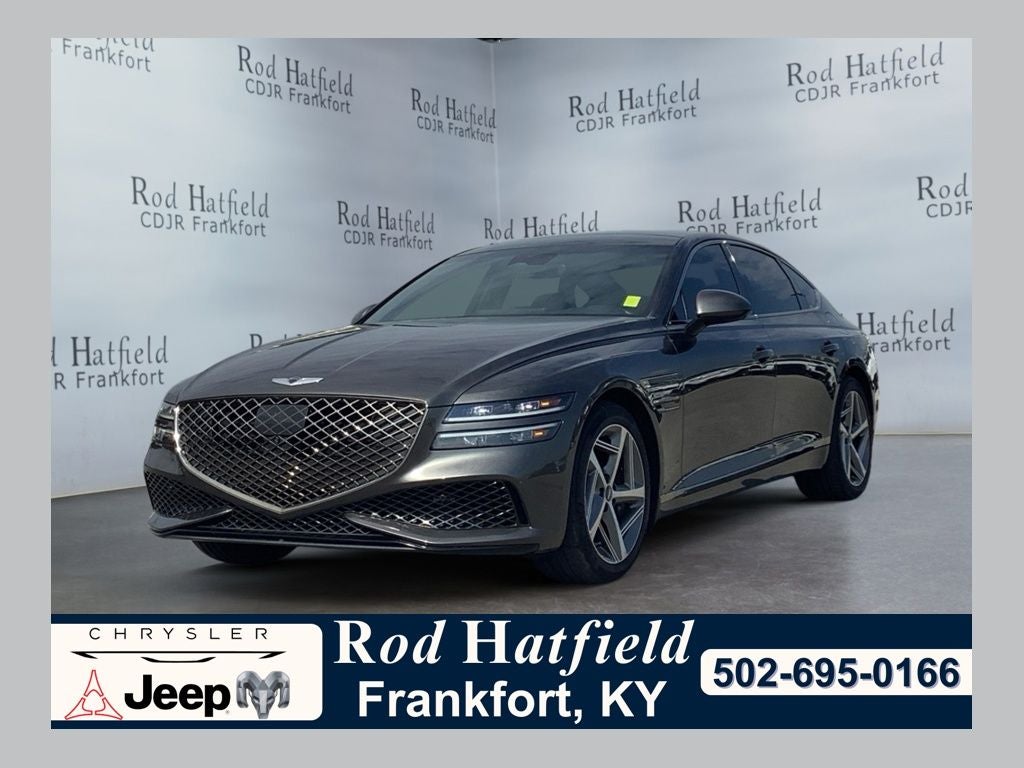 2023 Genesis G80 2.5T RWD in Makalu Gray — front three-quarter view